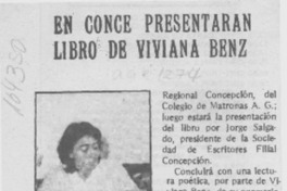 En Conce presentarán libro de Viviana Benz