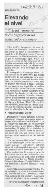 Elevando el nivel  [artículo] R. B.