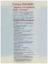 Enrique Bernstein "Playboy me produce cierta nostalgia"