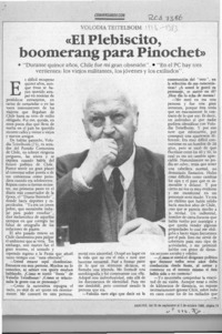 "El Plebiscito, boomerang para Pinochet"  [artículo].