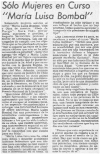 Sólo mujeres en Curso "María Luisa Bombal"