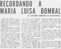Recordando a María Luisa Bombal