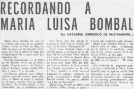 Recordando a María Luisa Bombal