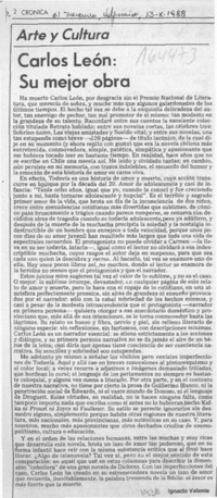 Carlos León, su mejor obra  [artículo] Ignacio Valente.