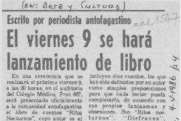 El Viernes 9 se hará lanzamiento de libro