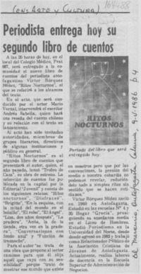 Periodista entrega hoy su segundo libro de cuentos