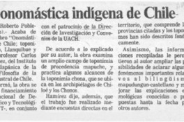Obra onomástica indígena de Chile  [artículo] Roberto Poblete Montenegro.