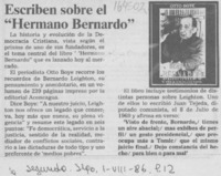 Escriben sobre el "Hermano Bernardo"