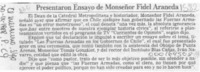 Presentaron ensayo de Monseñor Fidel Araneda  [artículo].