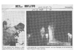 Estreno chileno de obra del autor Juan Radrigán  [artículo].