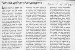 Neruda, quince años después  [artículo] S.