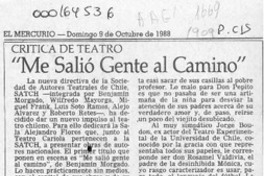 "Me salió gente al camino"  [artículo] Agustín Letelier.
