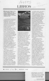 Ecología del paisaje en Chile Central, estudios sobre sus espacios montañosos  [artículo] Fernando Soler Rioseco.