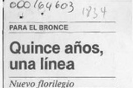 Quince años, una línea  [artículo] G. B.