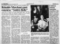 Reinaldo Marchant ganó concurso "Andrés Bello"  [artículo].