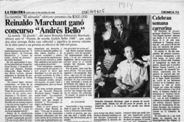 Reinaldo Marchant ganó concurso "Andrés Bello"  [artículo].
