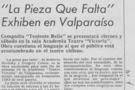 "La Pieza que falta" exhiben en Valparaíso