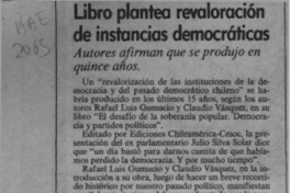 Libro plantea revaloración de instancias democráticas