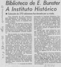 Biblioteca de E. Bunster a Instituto Histórico