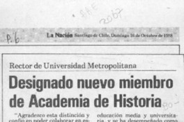 Designado nuevo miembro de Academia de Historia