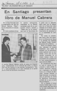 En Santiago presentan libro de Manuel Cabrera
