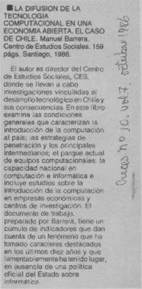 La Difusión de la tecnología en una economía abierta, el caso de Chile