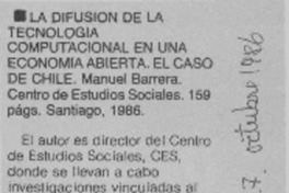 La Difusión de la tecnología en una economía abierta, el caso de Chile