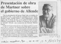 Presentación de obra de Martner sobre el gobierno de Allende  [artículo].