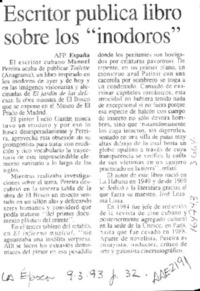 Escritor publica libro sobre los "inodoros"  [artículo].