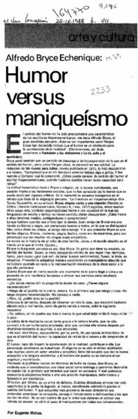 Humor versus maniqueísmo  [artículo] Eugenio Matus.