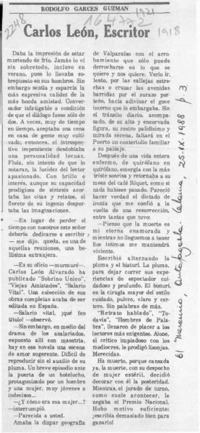 Carlos León, escritor  [artículo] Rodolfo Garcés Guzmán.