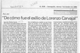 "De cómo fue el exilio de Lorenzo Carvajal"  [artículo] Norma Sierpe Cáceres.