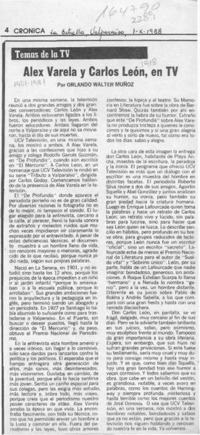 Alex Varela y Carlos León, en TV  [artículo] Orlando Walter Muñoz.