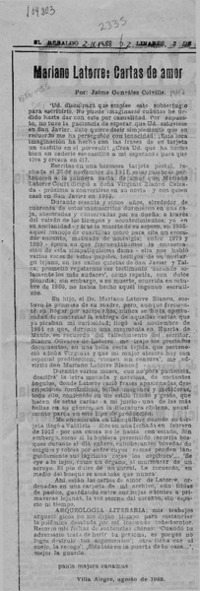 Mariano Latorre, cartas de amor  [artículo] Jaime González Colville.