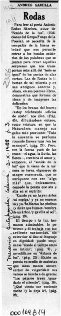 Rodas  [artículo] Andrés Sabella.