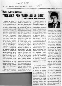 "Maestra por voluntad de Dios"  [artículo] Wellington Rojas Valdebenito.