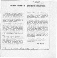 La obra "mínima" de José Santos González Vera  [artículo] L. E. Rojas.