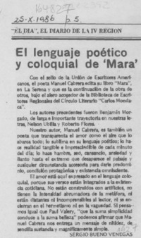 El lenguaje poético y coloquial de "Mara"