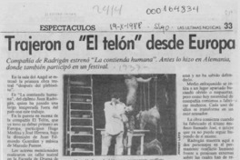 Trajeron a "El Telón" desde Europa  [artículo].