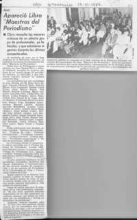 Apareció libro "Maestros del periodismo"  [artículo].