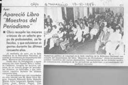 Apareció libro "Maestros del periodismo"  [artículo].