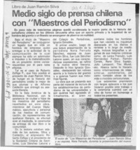 Medio siglo de prensa chilena con "Maestros del periodismo"  [artículo].