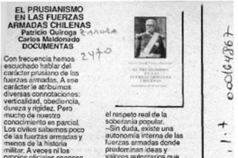 El prusianismo en las Fuerzas Armadas chilenas  [artículo] Sergio Bitar.
