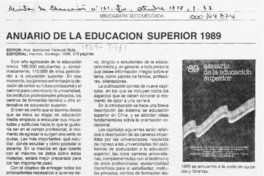 Anuario de la Educación Superior 1989  [artículo] Anita Luisa Torrejón Fernández.