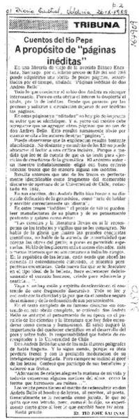 A Propósito de "páginas inéditas"  [artículo] El tío José Salinas.