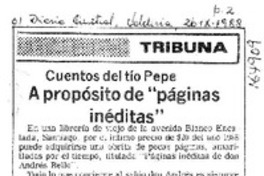 A Propósito de "páginas inéditas"  [artículo] El tío José Salinas.