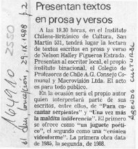 Presentan textos en prosa y versos  [artículo].