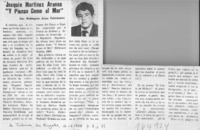 Joaquín Martínez Arenas "Y pienso como el mar"  [artículo] Wellington Rojas Valdebenito.