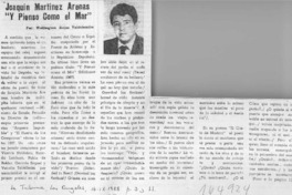 Joaquín Martínez Arenas "Y pienso como el mar"  [artículo] Wellington Rojas Valdebenito.
