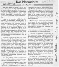 Dos narradores  [artículo] Antonio Rojas Gómez.